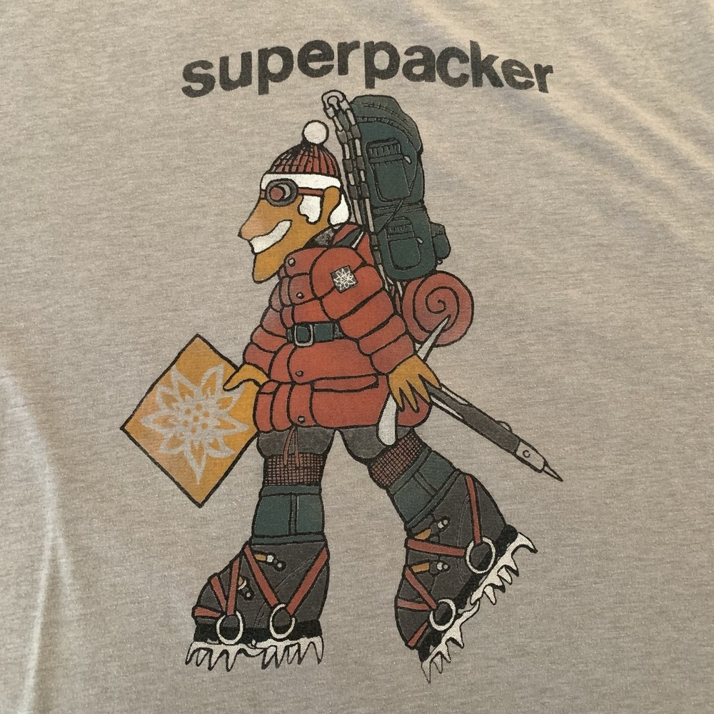 Superpacker Alpine Design Shirt Mens XL Gray Hiking Graphic Tee T-Shirt #Legend